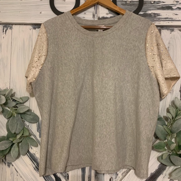 Sequined Sleeved Sweater Top - Picture 1 of 6